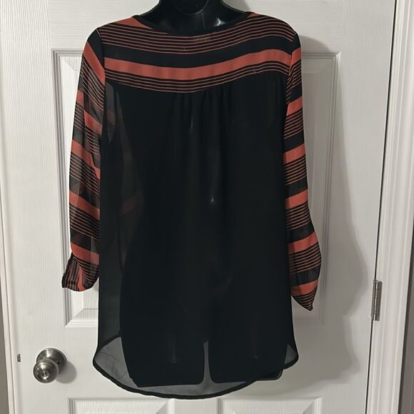 Papermoon Black & Orange Stripped Sheer Top - Picture 3 of 4